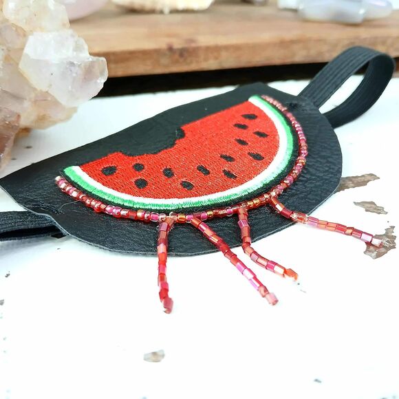 Watermelon Embroidered Beaded Eye Patch, Adjustable Vision Accessory, Ocular Aid - Picture 4 of 5